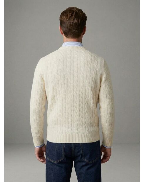 Sébastien ecrufarbener Pullover mit Rundhalsausschnitt