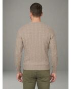 Maglione attorcigliato Olivier beige con scollo tondo
