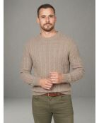 Maglione attorcigliato Olivier beige con scollo tondo