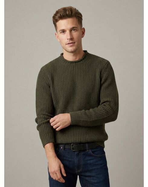 Hugo khakigrüner Rollkragenpullover mit Strassbesatz