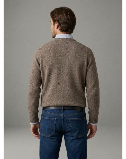 Christophe beigefarbener Wollpullover mit tunesischem Kragen
