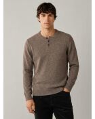 Pull col tunisien en laine Christophe beige