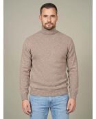 Jersey Philippe de cuello alto de lana beige