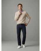 Maglione Étienne beige con scollo a V in cotone cachemire