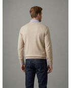 Maglione Étienne beige con scollo a V in cotone cachemire