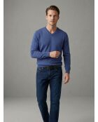 Pull col V en coton cashmere Martin bleu vintage