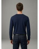 Pull coton col tunisien en coton Théo bleu marine