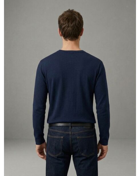 Théo marineblauer Baumwollpullover mit tunesischem Kragen