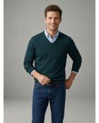 Pull col V en coton cashmere Alexis vert sapin