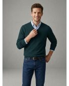 Pull col V en coton cashmere Alexis vert sapin