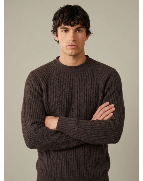 Maglione a collo alto Gabriel in maglia con perline beige