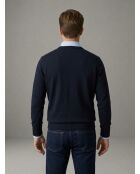 Maglione Rémi in cashmere con scollo a V in cotone blu marino