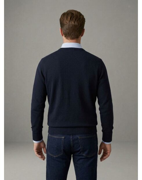 Rémi Pullover mit V-Ausschnitt aus Kaschmir-Baumwolle in Marineblau
