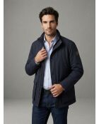 Marineblaue Gabardine-Jacke aus Baumwolle mit Sherpa-Kragen von Pierre
