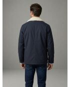 Marineblaue Gabardine-Jacke aus Baumwolle mit Sherpa-Kragen von Pierre