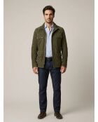 Veste motard en daim Valentin vert kaki