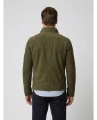 Veste motard en daim Valentin vert kaki