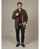 Manteau waxé intérieur sherpa en coton Alexandre vert kaki