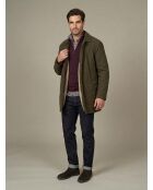 Manteau waxé intérieur sherpa en coton Alexandre vert kaki
