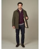 Manteau waxé intérieur sherpa en coton Alexandre vert kaki
