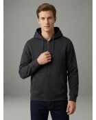 Sudadera Georges de algodón pesado gris antracita con capucha y cremallera
