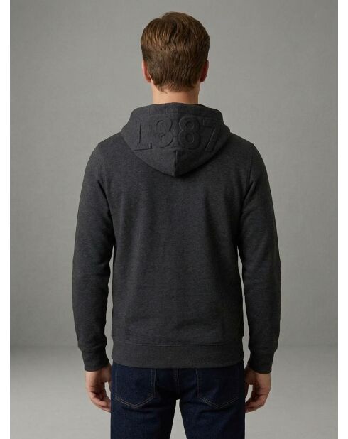 Georges dunkelgrauer, schwerer Baumwoll-Kapuzenpullover mit Reißverschluss