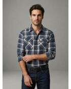 Chemise à grand carreaux en coton Thomas bleu denim