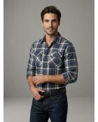 Chemise à grand carreaux en coton Thomas bleu denim