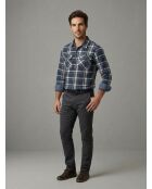 Chemise à grand carreaux en coton Thomas bleu denim