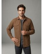 Camicia Jérôme in velluto a coste tinta unita marrone chiaro con due tasche