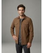 Camicia Jérôme in velluto a coste tinta unita marrone chiaro con due tasche