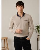 Polo Benjamin ecru a manica lunga con tasca