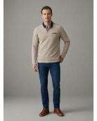 Polo Benjamin ecru a manica lunga con tasca