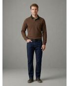 Polo manches longues chaud en coton Clément marron clair