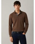 Polo manches longues chaud en coton Clément marron clair