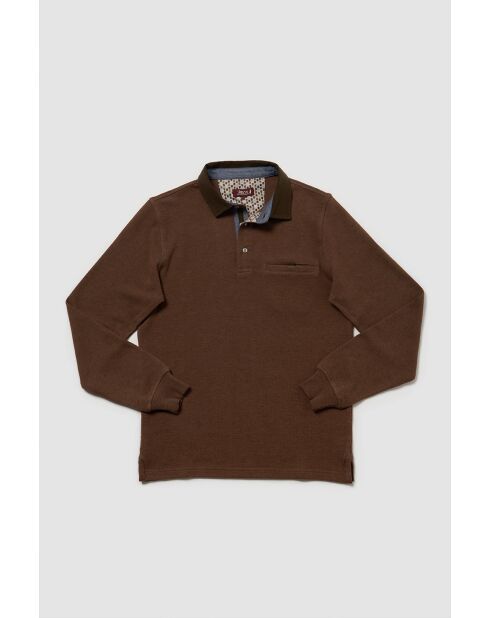 Polo manches longues chaud en coton Clément marron clair