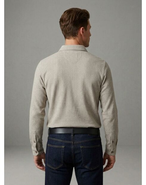 Charles Langarm-Poloshirt mit Chevronmuster hellgrau