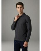 Polo manches longues façon sweatshirt en coton Adrien gris anthracite