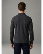 Polo manches longues façon sweatshirt en coton Adrien gris anthracite