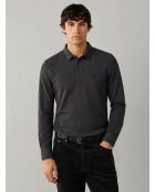 Polo manches longues façon sweatshirt en coton Adrien gris anthracite