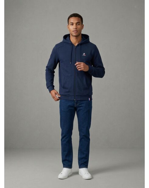 Victor Kapuzenpullover aus Baumwolle mit Reißverschluss in Marineblau, Weiß und Rot