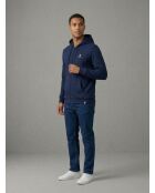 Victor Kapuzenpullover aus Baumwolle mit Reißverschluss in Marineblau, Weiß und Rot