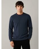 Baptiste Denimblaues warmes Baumwoll-Sweatshirt mit Rundhalsausschnitt