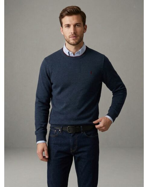 Baptiste Denimblaues warmes Baumwoll-Sweatshirt mit Rundhalsausschnitt