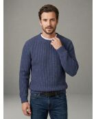 Pull col roulotté en maille perlée Arthur bleu denim