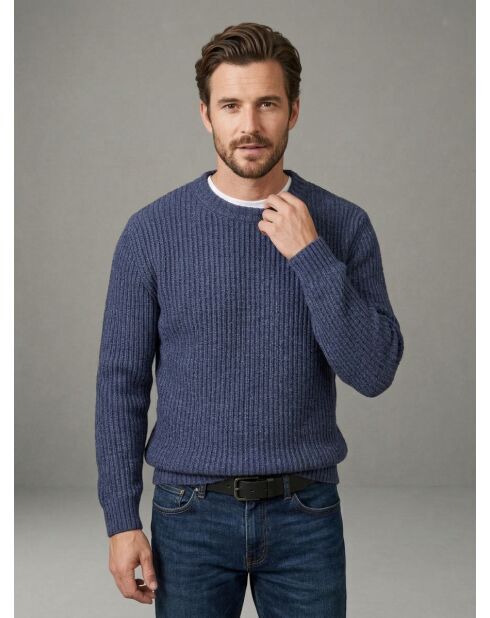 Arthur jeansblauer Rollkragenpullover mit Strassbesatz