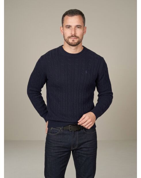 Damien marineblauer Rundhalspullover