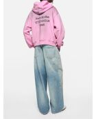 Sweat à capuche en polaire avec logo rose bonbon