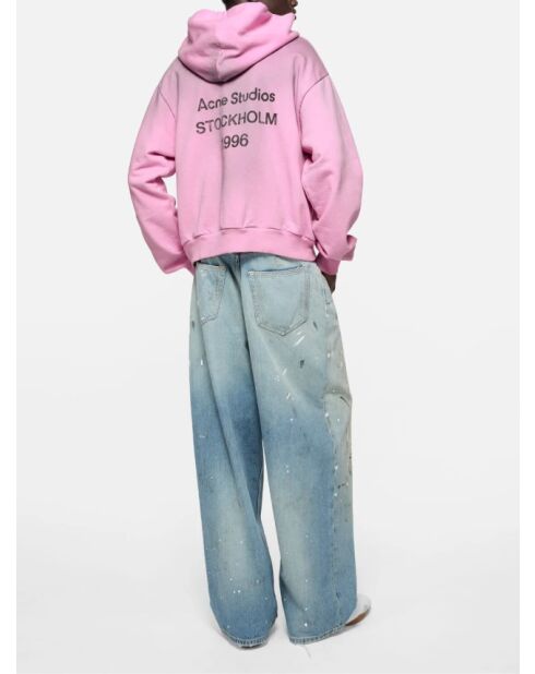 Sweat à capuche en polaire avec logo rose bonbon