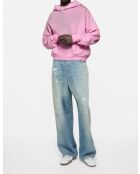 Sweat à capuche en polaire avec logo rose bonbon